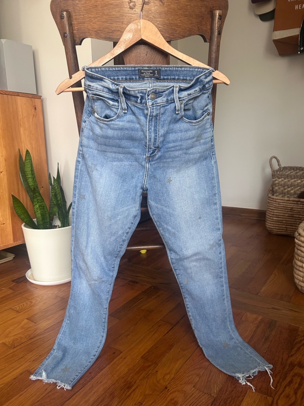 Abercrombie & Fitch Light Blue Skinny Jeans with silver star details